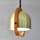 Mid Century Italian Modern Brass and Oak adjustable height Chandelier 70s