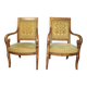Paire de fauteuils restauration en noyer XIX