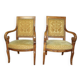 Pair of 19th century walnut restoration armchairs