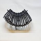 Large Vintage Black Bamboo Fruit Basket