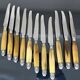 Cheese dessert knives - stainless steel silver-plated bovine horn - art deco cutlery