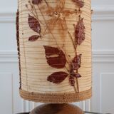 Sandstone lamp and lampshade in dried flowers 70s