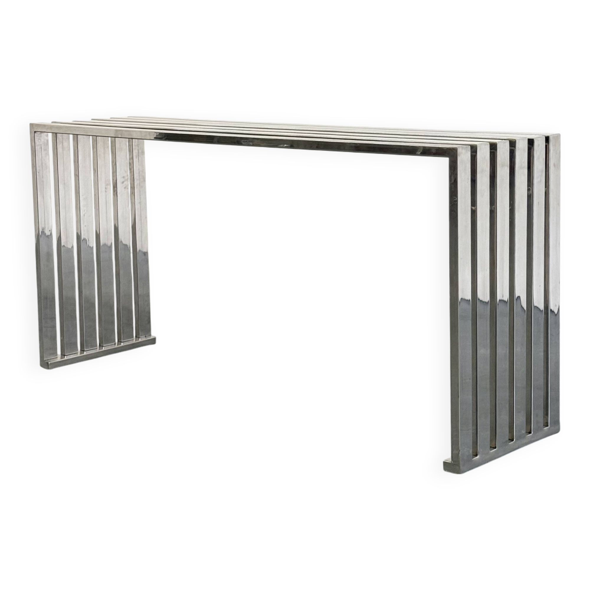 Console Eichholtz Carlisle en acier inoxydable poli