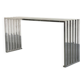 Eichholtz Carlisle console in polished stainless steel