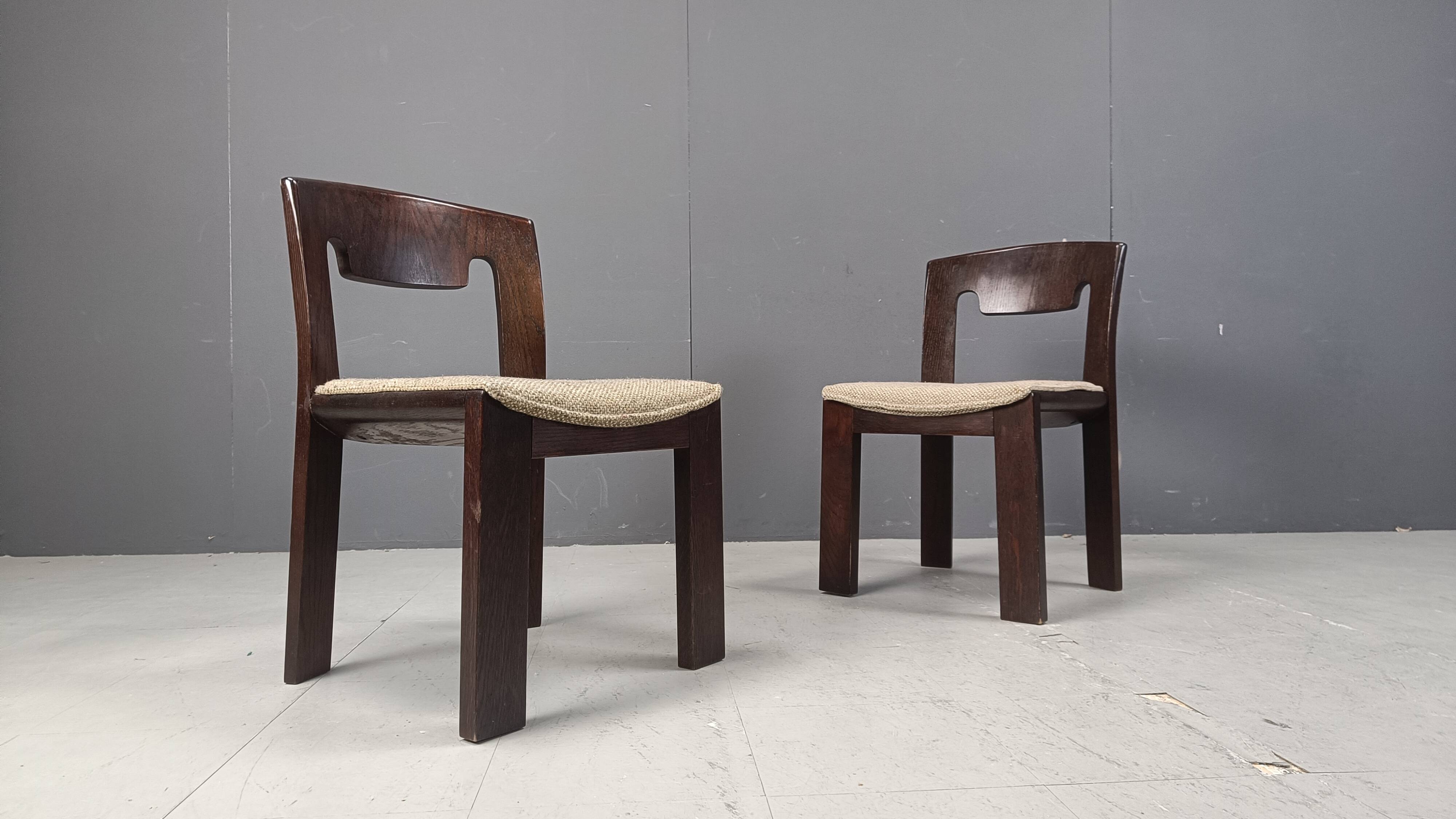 Vintage Brutalist Dining Chairs, Set of 6 - 1970s