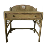 Desk, rattan and vintage wicker