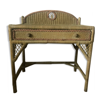 Desk, rattan and vintage wicker