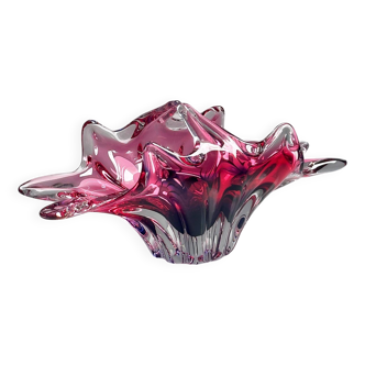 Bol panier en verre de Bohême des années 1960