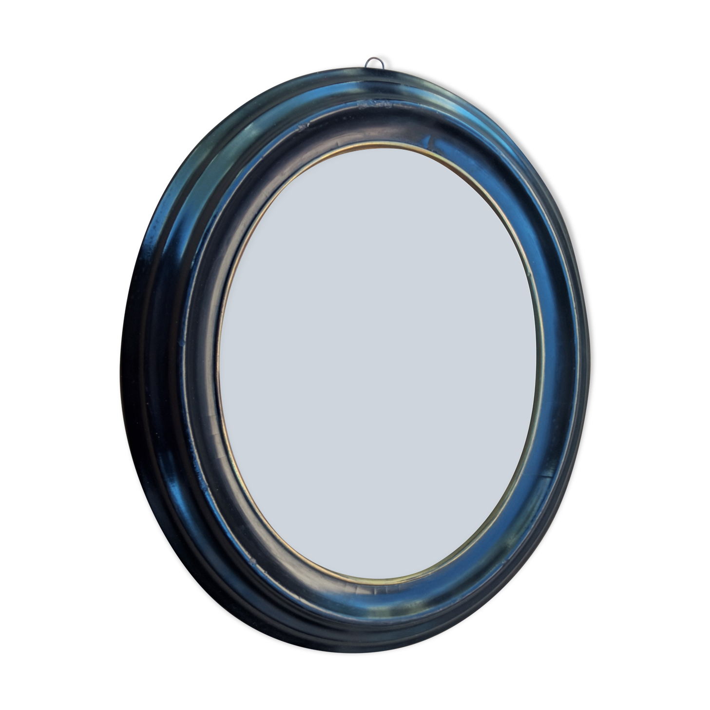 Black lacquered oval frame with its blown glass - Napoleon III - view 25.4 x 20.4