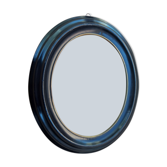 Cadre ovale laqué noir avec sa vitre soufflée - Napoléon III - vue 25,4 x 20,4