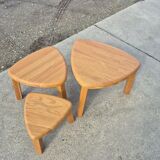Vintage triangular oak side nesting tables (3)