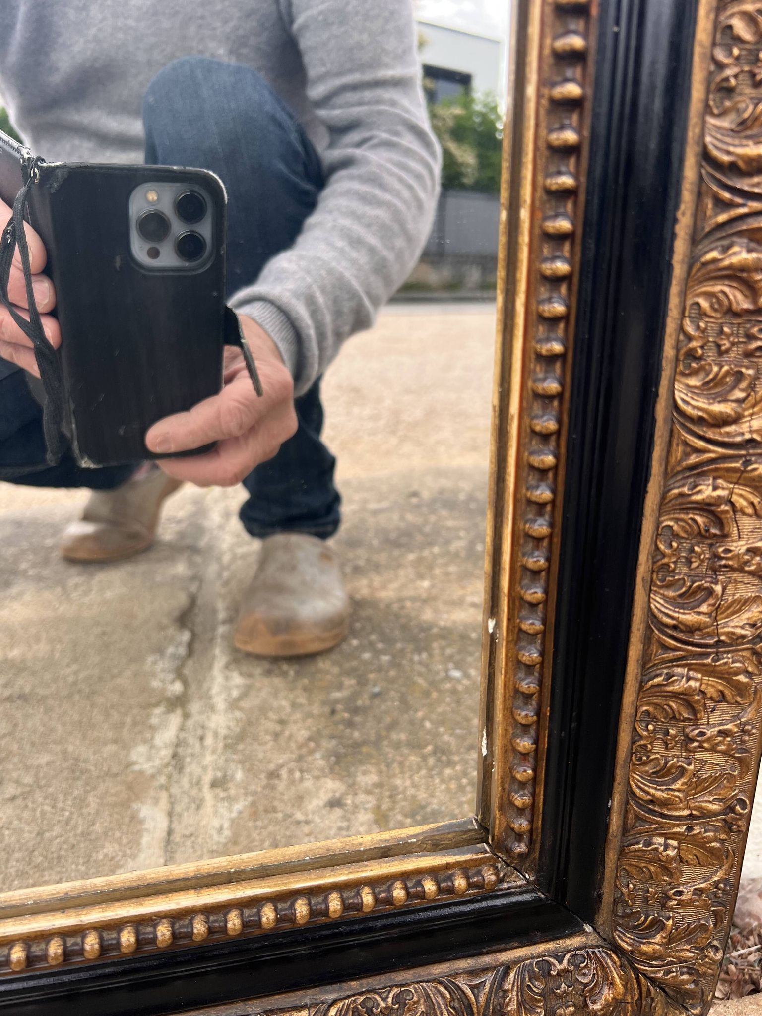Grand miroir doré