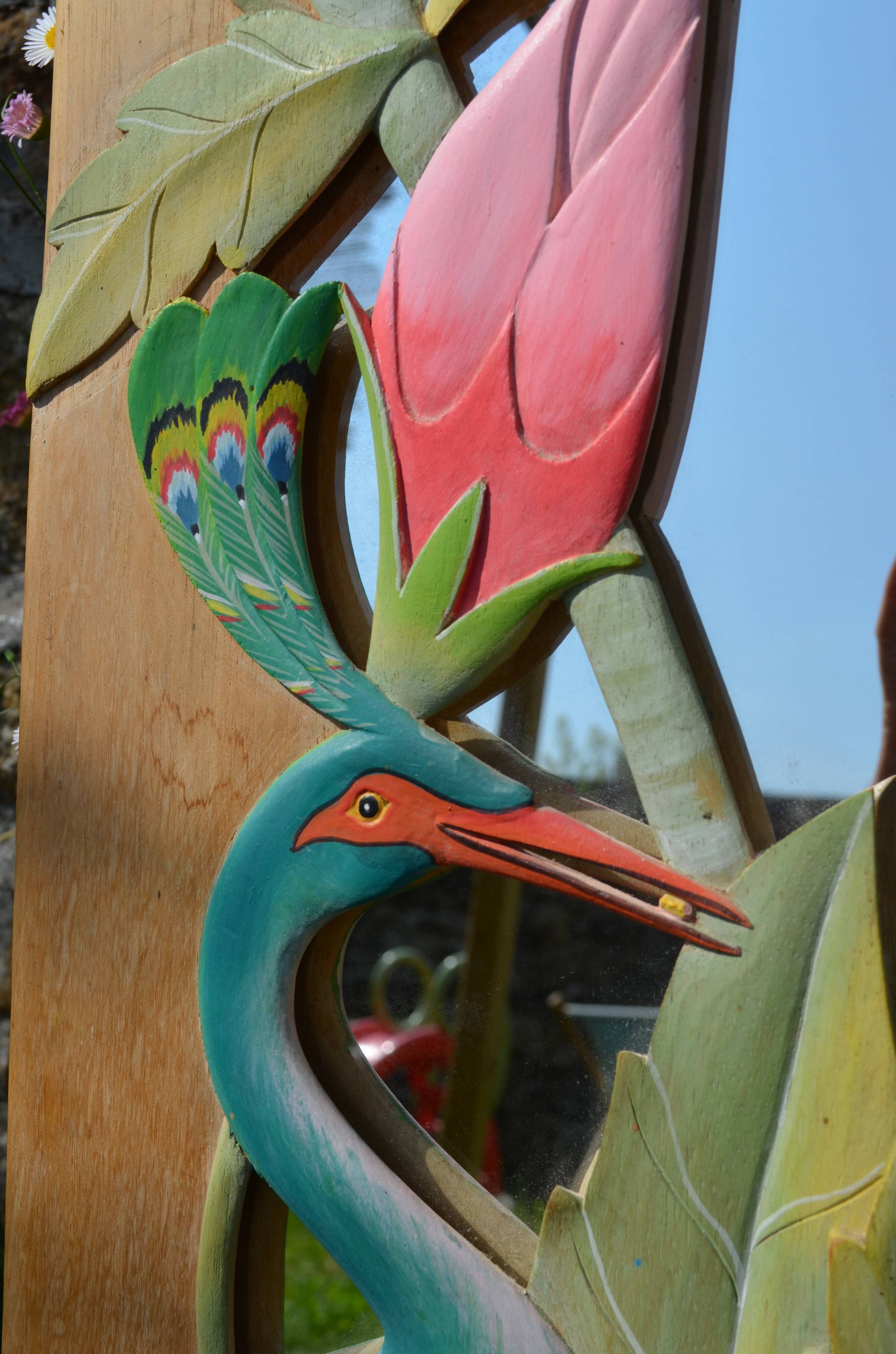 Carved wooden mirror "The Peacock"