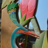 Miroir en bois sculpté " Le Paon"
