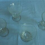 Lot of 4 chiseled glasses flared shape leaf patterns