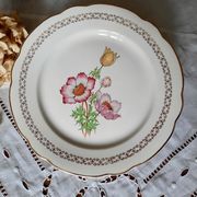 Assiettes plates anciennes dépareillées en faïence avec doré