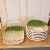 Asparagus barbotine service, 1 dish 6 plates