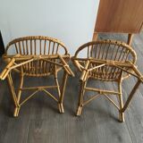Duo of rattan armchairs