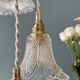 Vintage triple tulip pendant light in chiseled glass and holophane