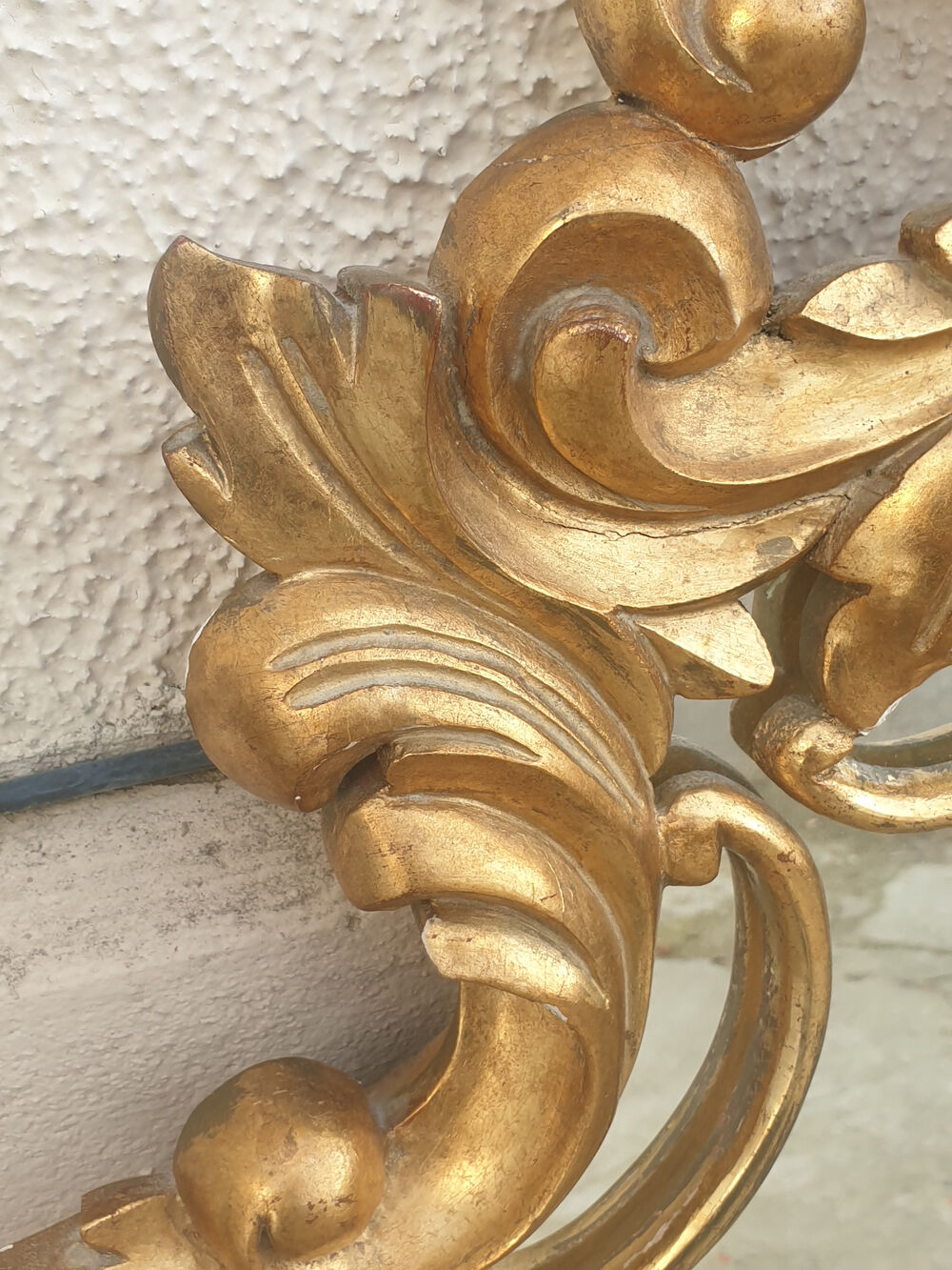 Large golden mirror baroque rocaille spirit, vintage 56x99cm