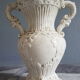 White dabbling vases with capodimonte porcelain floral decoration