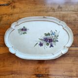 Wooden tray...mauve pansies