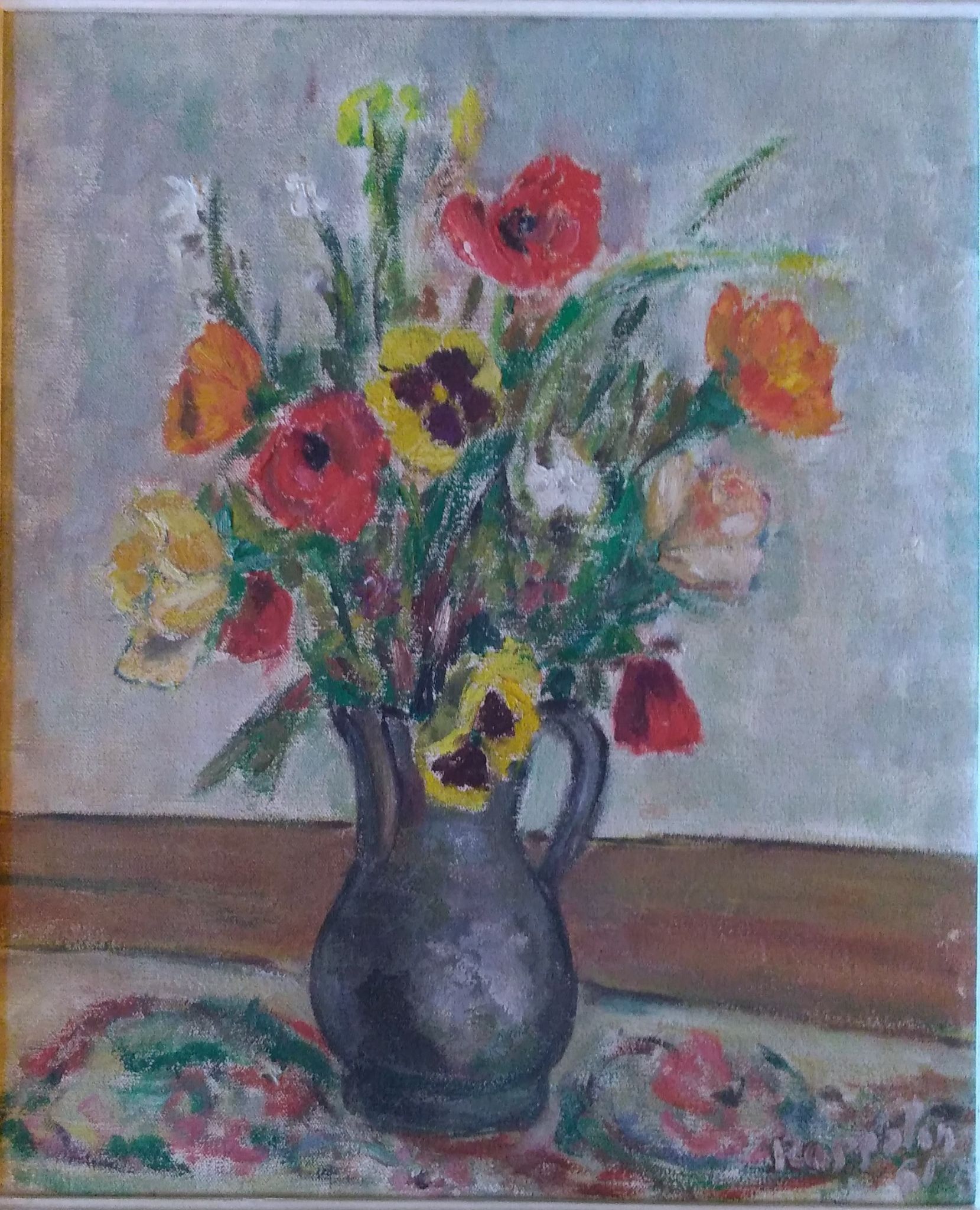 Oil on canvas, bouquet of flowers
