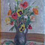 Oil on canvas, bouquet of flowers