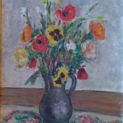 Oil on canvas, bouquet of flowers