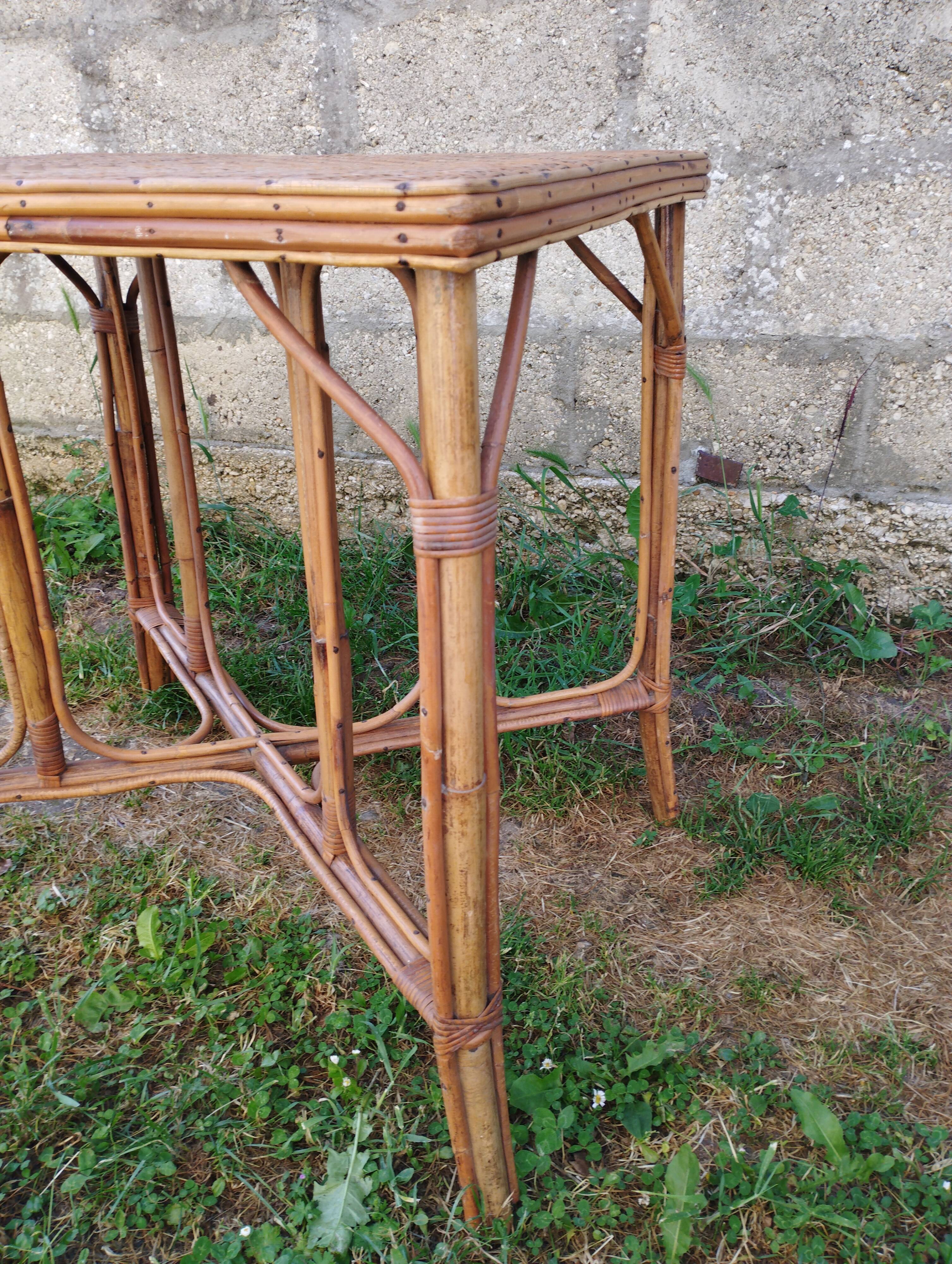 Old rattan table