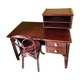 Desk and chair in rattan and vintage wood