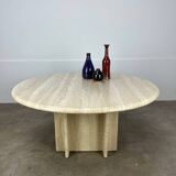 Round travertine coffee table