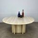 Round travertine coffee table