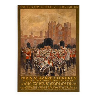 Affiche chemin de fer paris st lazare à londres par maurice toussaint - petit format - on linen