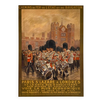 Paris St Lazare to London railway poster by Maurice Toussaint - small format - on linen