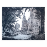 Etching of the Abbey Church of Saint-Ouen in Rouen