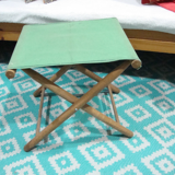 Folding wooden and canvas stool