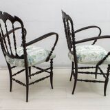 Pair of Giuseppe Gaetano Descalzi Midcentury Italian Chiavari Armchairs, 50