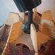 Scandinavian chandelier pendant light 1970s wooden threads