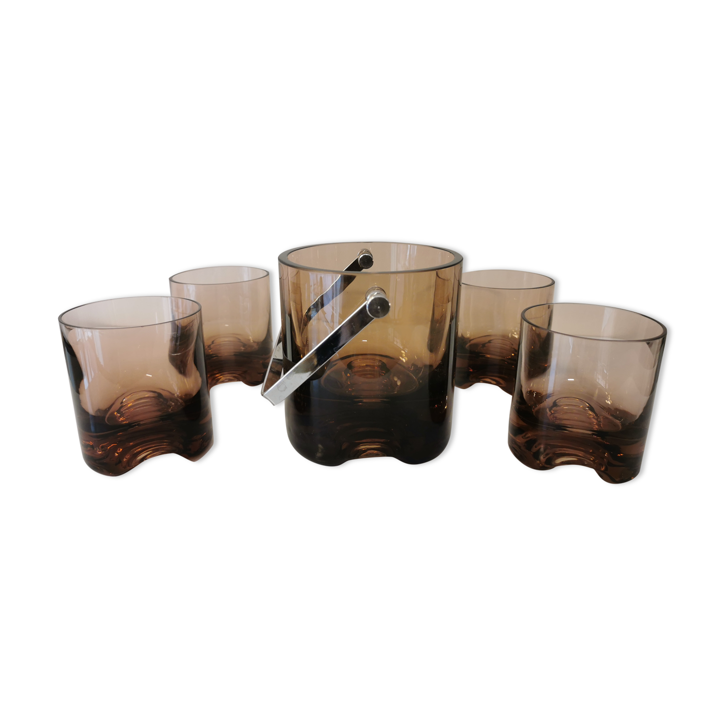 Vintage whisky service in 70s blown glass