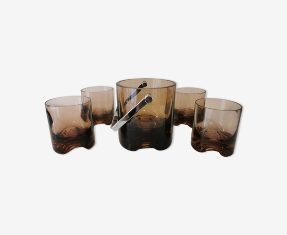 Service à whisky vintage en verre soufflé des années 70