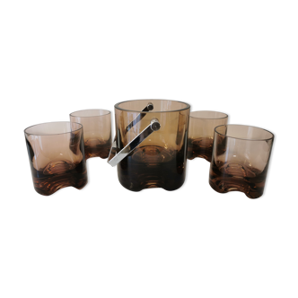 Vintage whisky service in 70s blown glass