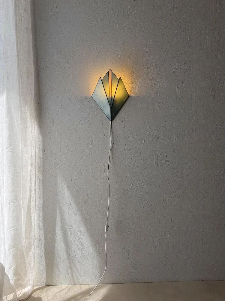 Vintage stained glass wall lamp 1970s