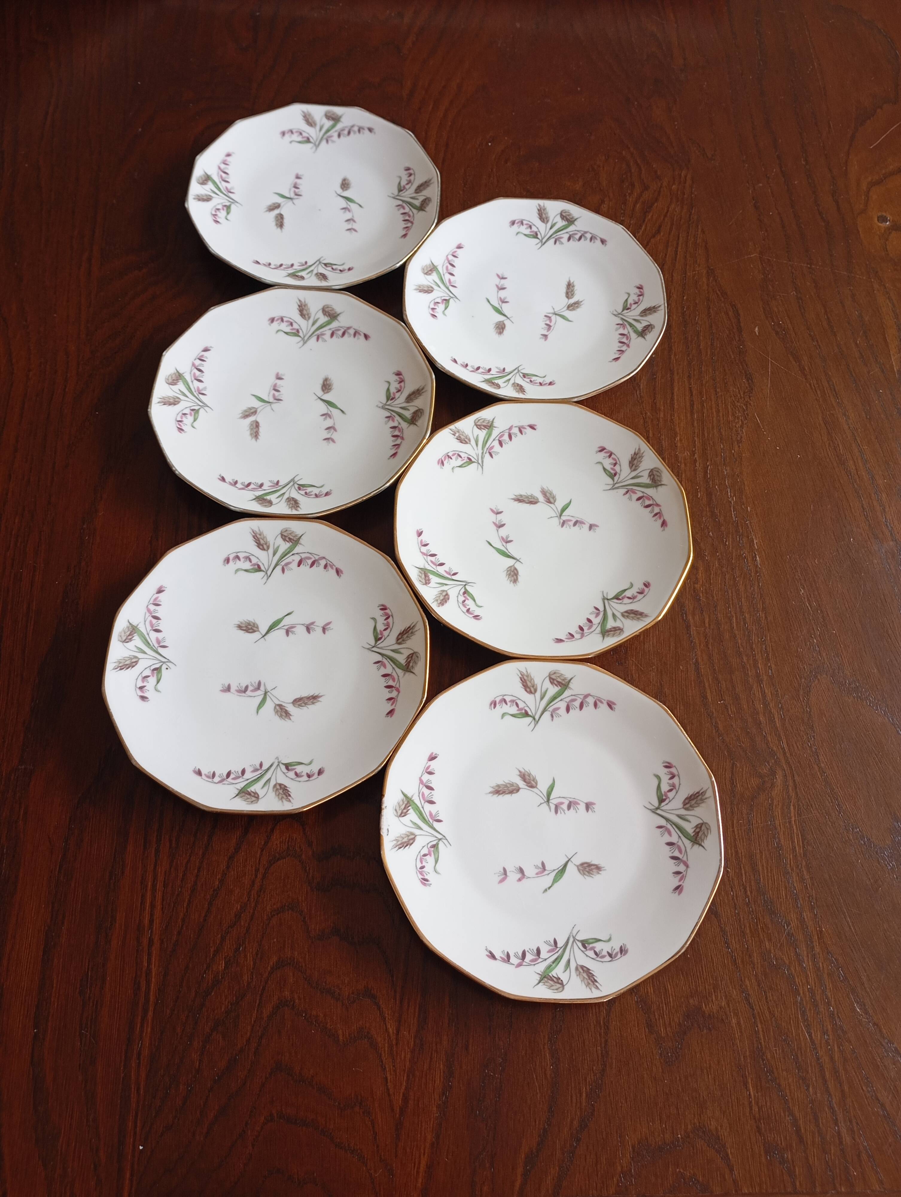6 Limosa hard porcelain dessert plates (Limoges)