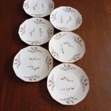 6 Limosa hard porcelain dessert plates (Limoges)