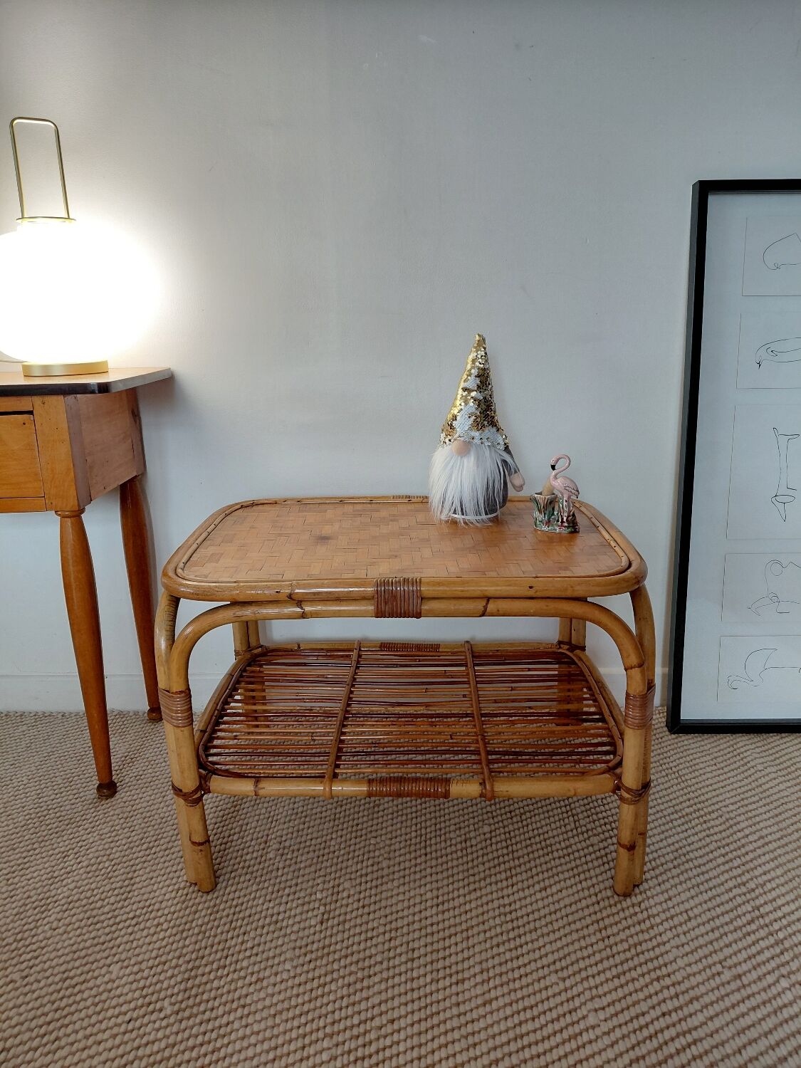 Vintage rattan coffee table