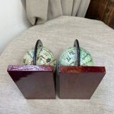 Serres-livres vintage en bois, mappemondes rotatives