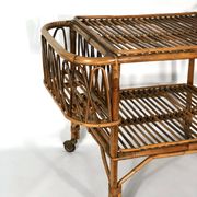 Vintage bamboo bar trolley from 50s. Made in Italy