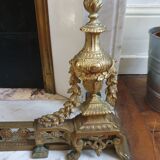 Chenêts and chimney bar in bronze nineteenth century.