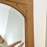 Art Deco bevelled full-length mirror - restored raw oak
